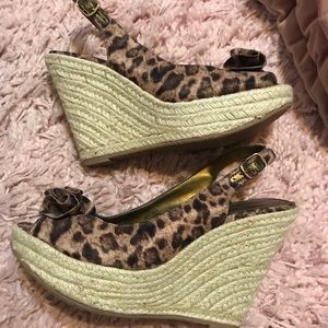 Animal print wedge heels